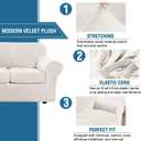 H.VERSAILTEX Real Velvet Plush 3 Piece Stretch Sofa Covers Couch Covers for 2 Cushion Couch Sofa Slipcovers Width Up to 90 Inch Feature Thick Soft Stay in Place (Sofa, Porcelain White)