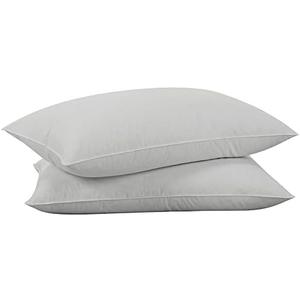puredown Goose Feathers Down Pillows - Standard Size Bed Sleeping Hotel Collection Pillows Set of 2 with 100% Cotton Cover, Grey, 20 in x 26 in