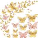 72 Pcs Butterfly Wall Decor, 3 Styles 3 Sizes 3D Butterfly, Gold and Rose Gold Butterfly, Wedding Decorations, Birthday Party Decorations, Girls Bedroom Decoration(72 Pcs, Gold and Rose Gold)