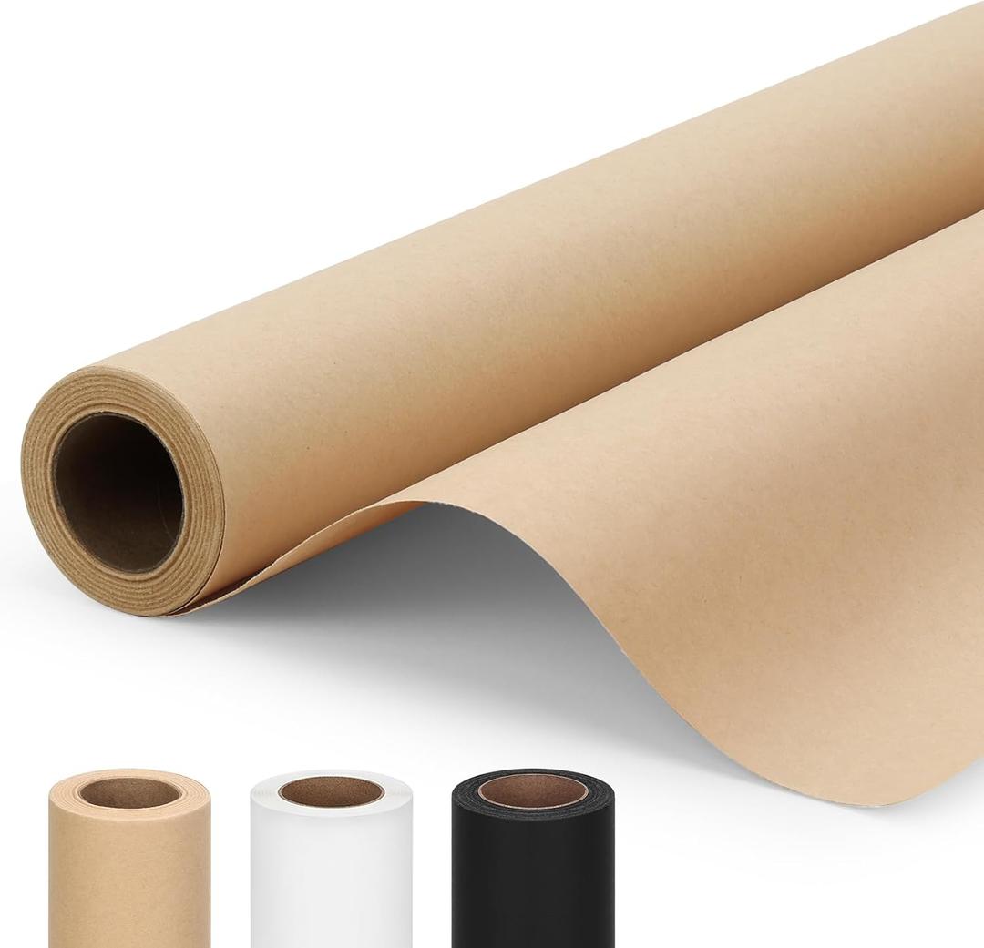 15" x 456"(38') Brown Wrapping Craft Paper Roll, Easel Paper Roll, 75GSM
Kraft Wrapping Paper, Used for Gift Wrapping, Bouquets, Art Table Covers, Moving & Shipping, Banners