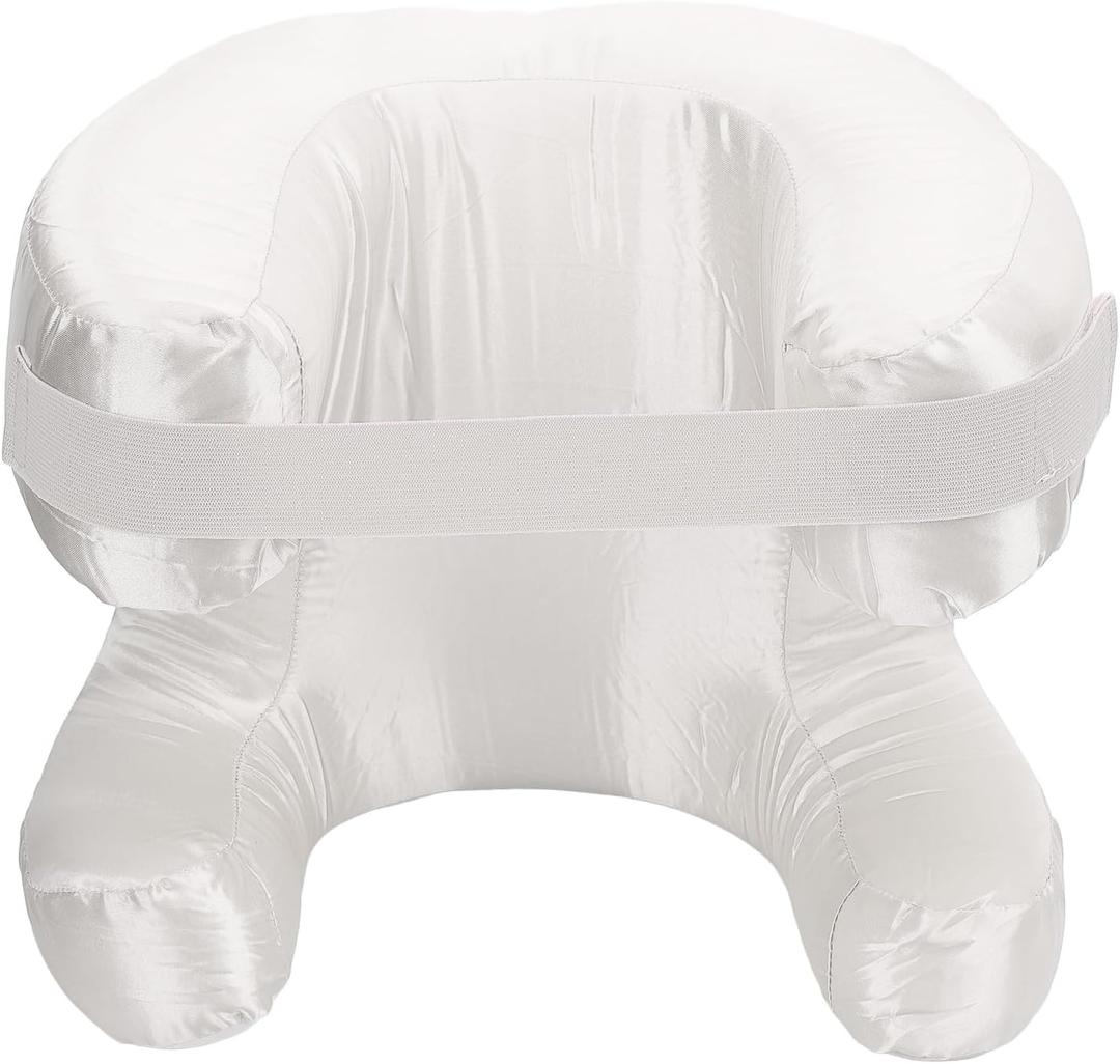 Memory Foam Beauty Pillow, Silk Fabric Face Pillow Soft Cushioning, Ergonomic for Back Sleep with Shape Design, Ensure Longer Eyelash Extensions (White)