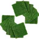 XLX TURF Sqaure Artificial Grass Placemats 12 x 12 Inch Green Grass Table Centerpiece Golf Themed Party Decorations, DIY Crafts, 12 Pack
