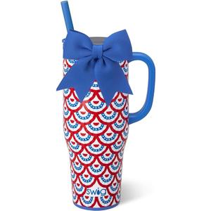 Swig Life 40oz Leak Proof Mega Mug, 40oz Leak Proof Tumbler with Handle and Straw, Extra Large Insulated Tumblers, Cup Holder Friendly Travel Mug, Reusable Leakproof Water Bottle (Liberty Belle)