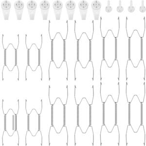 Hotop 12 Pieces Plate Hangers for Wall 6/8/10 Inch Stainless Steel Wire Invisible Plate Hangers Heavy Duty Display Holders with 12 Pieces Hooks for Wall Decorative(Silver)