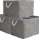 TheWarmHome Storage Baskets for Organizing, Sturdy Fabric Storage Basket , Foldable Storage Baskets for Shelves Closet Nursery Toy (Grey 3 Pack 20.515.713.8inch) (3PCS/Extra Jumbo - 20.5Lx15.7Wx13.8H)