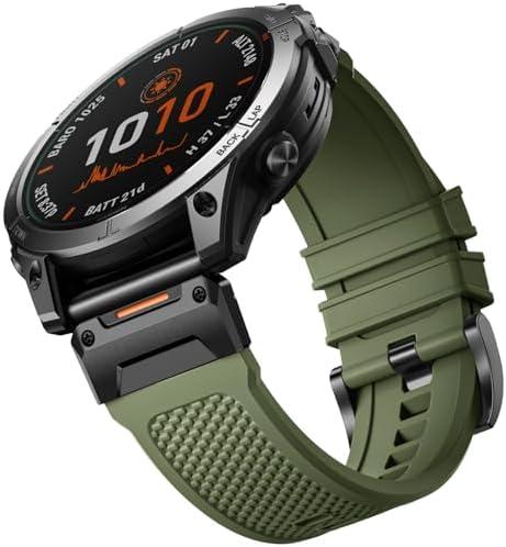 Bandletic 26mm Quick Fit Band - Compatible with Fenix 6X Pro & 7X Pro Sapphire Solar Band/Fenix 8 51mm/5X/5X Plus/6X/3/HR/Delta/Quatix 3 6X 7X - Sport Silicone Watch Strap