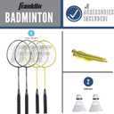Franklin Sports Badminton Net Sets - Outdoor Backyard + Beach Badminton Net + Equipment Set - (4) Rackets + (2) Birdies + Portable Net Included - Adults + Kids Set, 20' x 1.5'