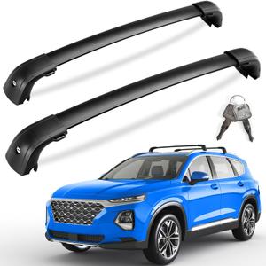 220lbs Lockable Roof Rack Cross Bars Compatible with Hyundai Santa Fe 2019 2020 2021 2022 2023, Anti-Theft Aluminum Roof Rails Crossbars Cargo Carrier Bag Black