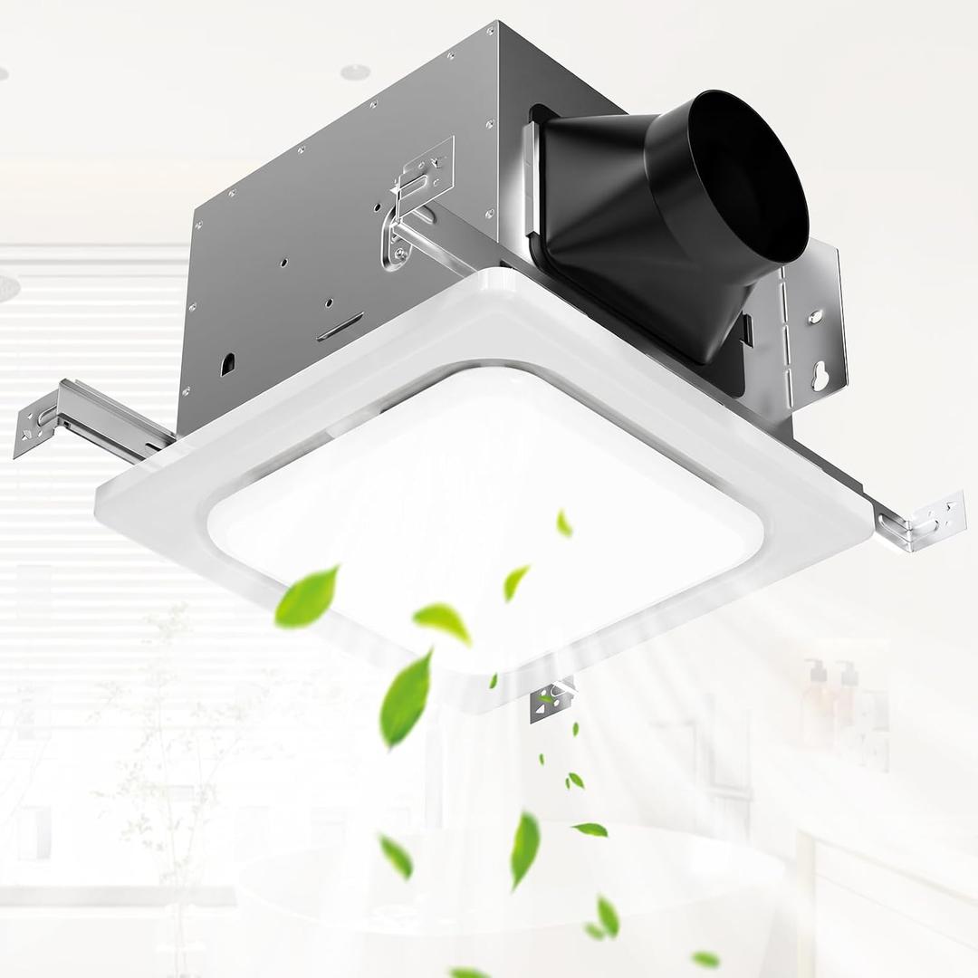 Bathroom Exhaust Fan with Light, 150 CFM Bath Ventilation Fans with 1200lm LED Light 3000K/4000K/6000K, Quiet 1.0 Sone Shower Ceiling Mount Vent Fan Lights Combo for Home/Office/Warehouse
