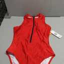 Charmo One Piece Swimsuit Women Zipper Bathing Suit Mock High Neck Full Coverage Racerback Rash Guard Swimwear 80s 90s Size S