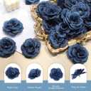 Yunlly 100 Pcs Artificial Flowers Fake Silk Roses Long Stem Rose Bouquet Wedding Party Home Decor for DIY Baby Shower Centerpieces Tables Home Decorations(Navy Blue)