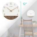 La Crosse Clock 404-3630B 12 inch Ivory Sierra Wood Quartz Analog Wall Clock