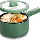COOK WITH COLOR Electric Hot Pot, 1.6L Mini Cooker, 700W Power, Non-Stick Surface, Thermal Cut-Out Protection, Perfect for Rice, Noodles, Soups, Stews, Dorms, Apartments, and Small Kitchens, Dark Sage