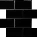 STICKGOO 10-Sheet Backsplash Peel and Stick Subway Tile, Black Self Adhesive Vinyl Wall Tiles, Stick on Backsplash for Kitchen and Bathroom(Thicker Design)