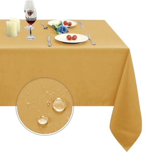 Obstal Gold Rectangle Table Cloth - Heavy Duty Water Resistance Polyester Tablecloth, Decorative Fabric Table Cover for Outdoor and Indoor Use, 60x84 Inch