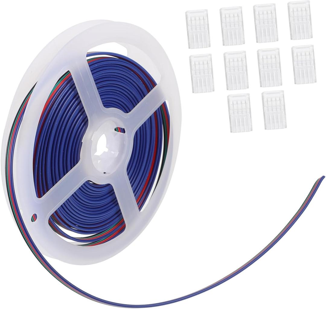 4 Pin LED Strip Connector Set 10mm RGB Crystal Buckle Waterproof and Easy to Install 11-Piece Kit for 5050 RGB LED Light Strips