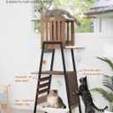 FourFurPets Modern Cat Tree, 58-Inch Cat Tower for Large Cats, Maine Coon Cat Tree with Scratching Board, Large Perch, Hammock and Removable Pads, Greige