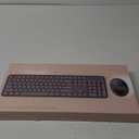 Cream Wireless Keyboard Mouse, COOFUN 104 Keys Full Size White Keyboard Ergonomic Cordless Keyboards Cute Colorful Retro Typewriter Key Board for Windows, PC, Laptop, Desktop (Creamy)