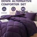 Decroom Lightweight King Comforter Set with 2 Pillow Sham - 3 Pieces Set - Quilted Down Alternative Comforter/Duvet Insert for All Season - Purple - King Size
