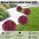 Artificial Boxwood Topiary Balls  Set of 2 UV-Resistant 23" Rose-Colored Faux Shrubs with Ground Spikes, Faux Evergreen Decorative Plants for Outdoor Indoor Porch Patio Garden
