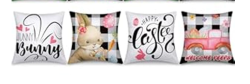 Preboun Set of 4 Valentine's Day St. Patrick's Day Easter Pillow Covers 18 x 18 Inch Love Heart Clovers Bunny Eggs Cushion Case Home Buffalo Plaid Pillow Case for Holiday Happy Home Decor (Lovely)