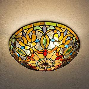 ARTZONE Tiffany Ceiling Lights, 3-Light 16 Inch Stained Glass Flush Mount Ceiling Light for Bedroom, Dining, Living Room, Entryway, Foyer