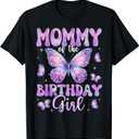 Mommy of The Birthday Girl Butterfly Family Matching T-Shirt, Small
