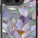 DEENAKIN for iPhone 15 Pro Case Cute,Aesthetic Floral Hard Shell,Compatible with Magsafe,Trendy Unique Cool Retro Western Coquette Protective Slim Phone Cover for Women Girls,Blooming Purple Lotus