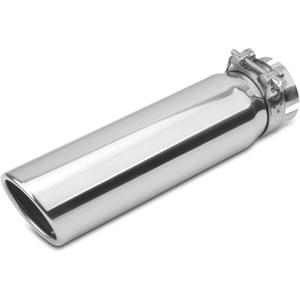 Vurkcy 2.5 inch Inlet Exhaust Tip, 3" Outlet 12" Overall Length Stainless Steel Exhaust Tail Pipe, Clamp-On, Rolled Edge, Slant Sleek Angle Cut, Polished Tailpipe, Silvery