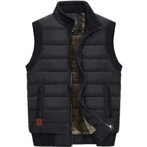 VtuAOL Men's Outerwear Vest for Men Winter Puffer Vests Fleece Lined Outdoor Warm Sleeveless Jackets (Black, L)