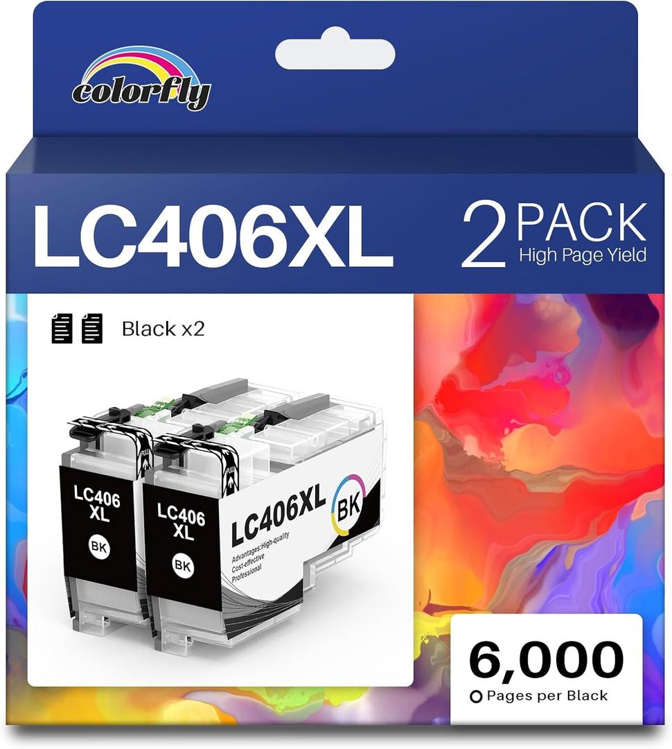 LC406XL Black Ink Cartridges Compatible for Brother LC406XL LC406 Black Ink Cartridges use with Brother MFC-J4335DW MFC-J5855DW MFC-J5855DW MFC-J6955DW MFC-J4335DW MFC-J5855DW Printer