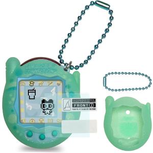 JCHPINE Silicone Cover Case for Tamagotchi Connection Virtual Reality Pet, Screen Protector for Tamagotchi Connection Electronic Pet Accessories (Silicone Case and Screen Film) (Teal)