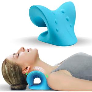 Cervical Traction Device, Neck Stretcher Cervical Traction for Muscle Relax, Neck Hump Corrector for TMJ Pain Relief, Shoulder Relaxer, Spine Corrector (Blue)