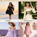 Scarlet Darkness Womens Renaissance Fairy Dress A Line Boho Off Shoulder Corset Dress with Pockets