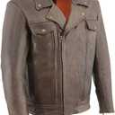 Milwaukee Leather MLM1522 Mens Retro Brown Leather Motorcycle Jacket with Gun Pockets - Large