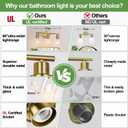 3-Light Gold Bathroom Light Fixtures, Modern Bathroom Vanity Light with Clear Glass Shade, Brushed Gold Bath Wall Mount Lights, Wall Lamp for Mirror Kitchen Bedroom Hallway Living Room Hallway