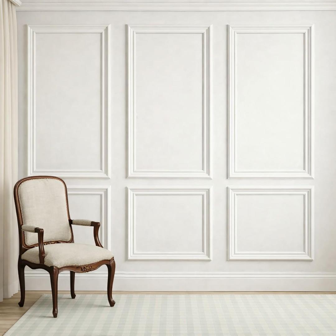 Colingmill 3 Sets Pre-Cut Wall Peel and Stick Trim Molding Wall Wainscoting Panels 3D Self Adhesive Baseboard Molding Trim for Interior Decoration Living Room Bedroom Accent (54 x 24 x 0.98 in,White)