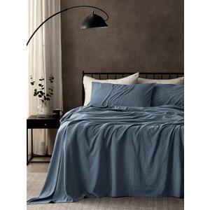 SLEEP ZONE King Size Sheets Set - Bed Sheets for King Size Bed - Washed Microfiber - 4 Piece Hotel Luxury Bedding Sheets with Fitted Sheet, Flat Sheet & 2 Pillowcases - Deep Pocket (Flint Stone Blue)