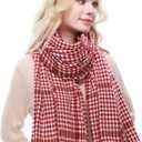 RIIQIICHY Plaid Scarf for Women Fall Winter Pashmina Scarves Wraps for Cold Weather Warm Large (Red, L)