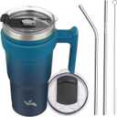 20 oz Tumbler with Handle and 2 Straw 2 Lid, Insulated Water Bottle Stainless Steel Vacuum Cup Reusable Travel Mug,Indigo Black