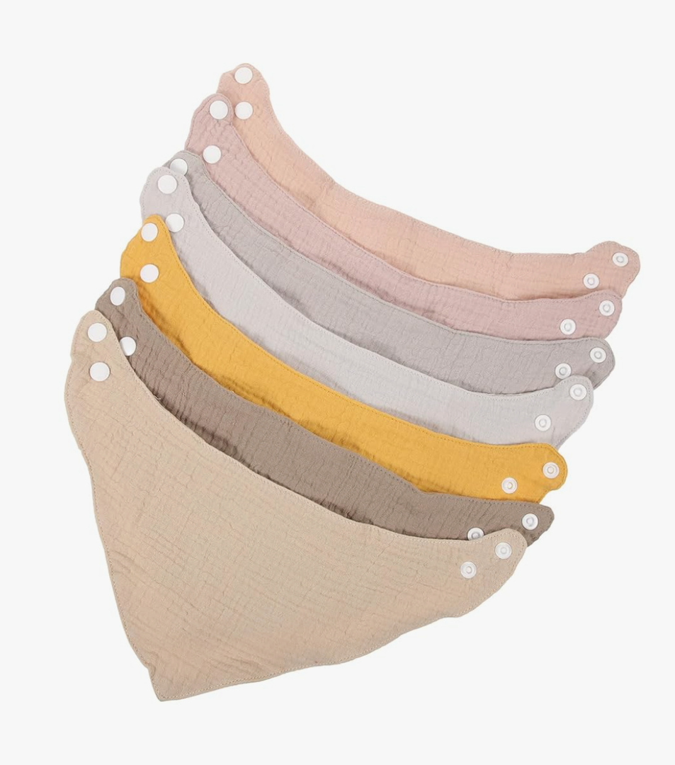 Cherub Absorbent Muslin Baby Bandana Drool Bibs for Baby Girl, 100% Cotton Muslin Baby Bibs for Drooling and Teething, Soft Baby Girl Bibs 8 Pack