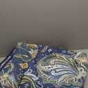 DJY Navy Gold Paisley Quilt Set California King Size - Boho Bedspread Coverlet Set 3 Pieces, Soft Lightweight Microfiber Navy Blue Paisley Floral Pattern Bedding for All Season, 112"x96"