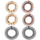 Generic Stretch Plastic Headbands with Teeth, Full Circular Spiral Comb Headbands For Women, No Slip, 6 Pcs, 3 Colors