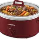 Gourmia Slow Cooker – 7 Quart, Manual Controls, Removable Stoneware, Red
