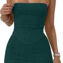 ANRABESS Women 2 Piece Skirt Sets Summer Strapless Crop Top Matching Bodycon Sexy Going Out Mini Club Dress Outfit Clothes (Green)