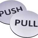Pair of Push & Pull Adhesive Door Signs. Generic Door Sign for Business, Restaurants, Bars, Hotels, Schools, Cafe (Silver) - Small Size, 2.75" Diameter