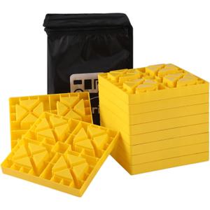 10 Packs Camper/RV Leveling Blocks Interlocking and Anti-Slip Design with Carrying Bag Heavy-Duty for Camper Travel Trailer Yellow