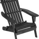 FDW Folding Adirondack Chair, All Weather Patio Chair Outdoor Fire Pit Chair for Patio Lawn Garden Backyard Deck Pool Beach (1 Pack, Black)