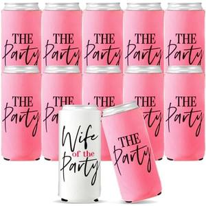 Chengu 12 Pcs Wife of the Party and the Party Bachelorette Can Coolers Bachelorette Bridal Shower Supplies Favors for Decorations and Bridesmaid Gifts