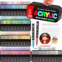 288 Colors Acrylic Paint Markers with Automatic Ink Control System, Soft Brush Tip Acrylic Markers for Paper, Rock, Wood, Canvas, Glass and Ceramic Art Supplies, Paint Pens & Paint Markers with Bag